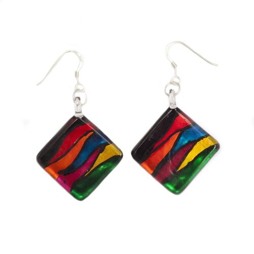 WSWE546 - Multi-colour Glass Diamond Striped Drop Earring