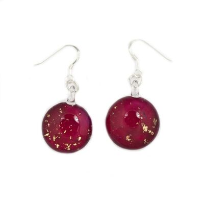 WSWE520 - Purple Glass Round Gold Fleck Drop Earring