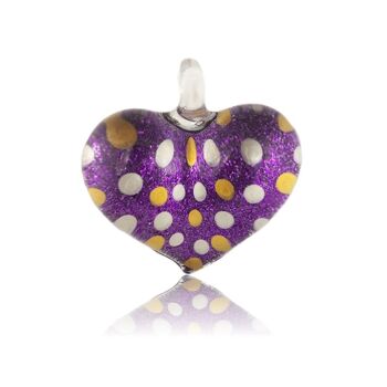 WSWN517 - Collier pendentif coeur en verre violet Dotty Sparkle 1