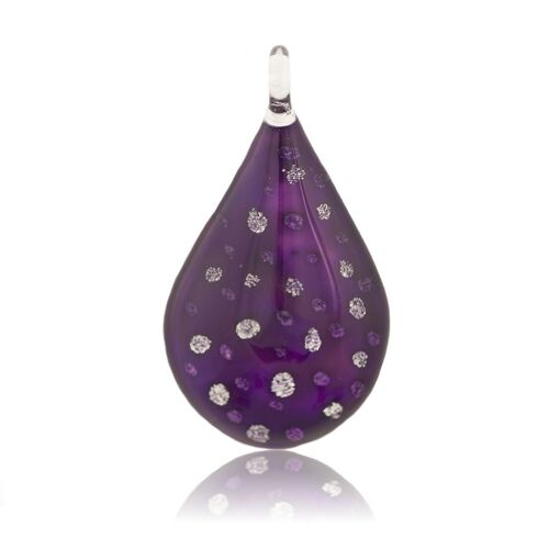 WSWN509 - Purple Glass Teardrop Sparkle Pendant Necklace