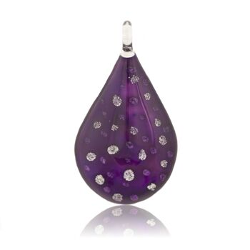 WSWN509 - Collier pendentif scintillant en forme de larme en verre violet 1