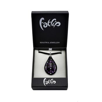 WSWN509 - Collier pendentif scintillant en forme de larme en verre violet 3