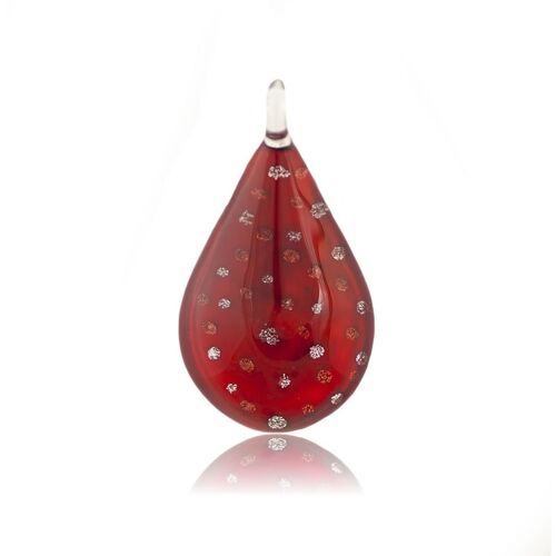 WSWN510 - Red Glass Teardrop Sparkle Pendant Necklace