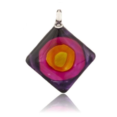 WSWN527 - Purple Glass Diamond Swirl Pendant Necklace