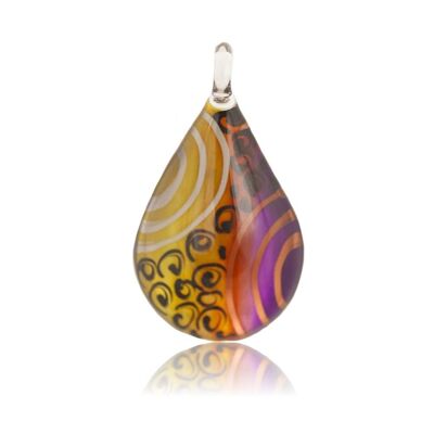 WSWN506 - Multi-colour Glass Teardrop Pendant Necklace