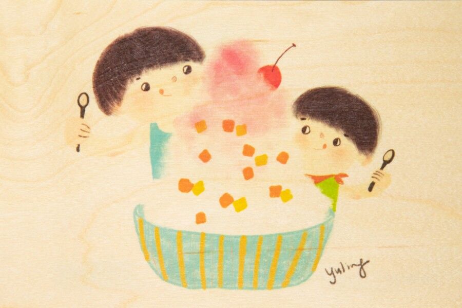 Originale Postkarte - Kinder 3 Kuchen bis