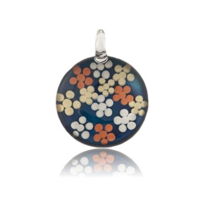 WSWN525 - Blue Glass Round Dotty Pendant Necklace