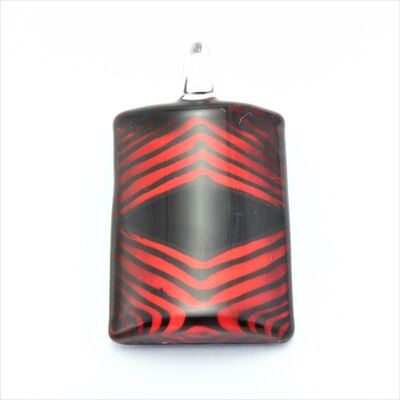 WSWN589 Red/Black Rectangle Glass Pendant Necklace
