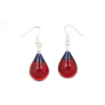 WSWE524 - Red Blue Glass Teardrop Drop Earring