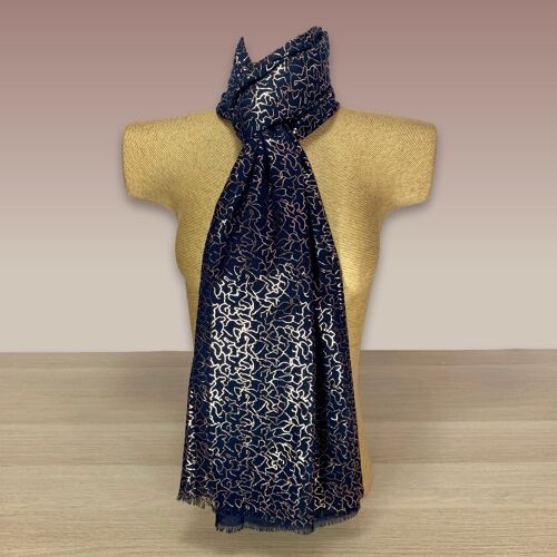 Navy Rose Gold Foil  Print Scarf