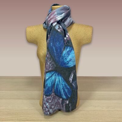 Pink/Blue Butterfly Print Scarf