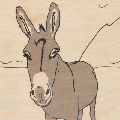 Postal de madera - nuevo burro kitsch