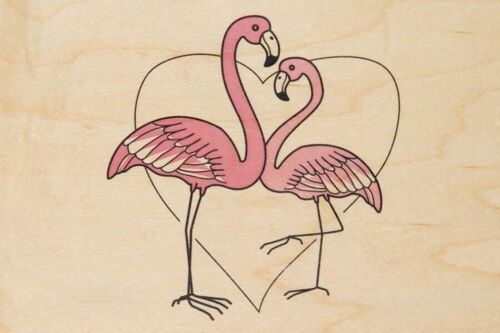 Carte postale en bois - new kitsch flamingos