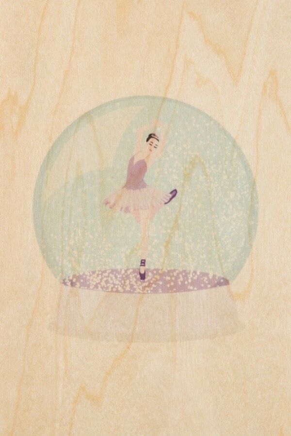 Wooden postcard - snow globes dancer