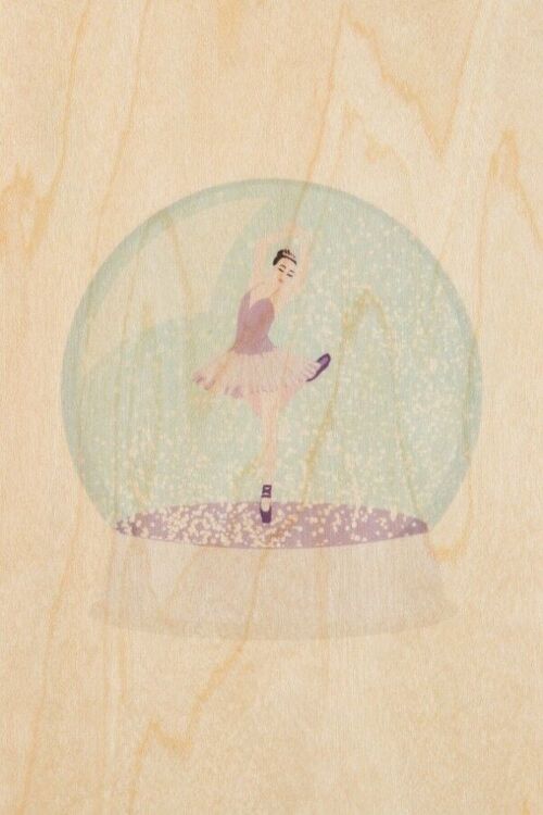 Carte postale en bois - snow globes dancer