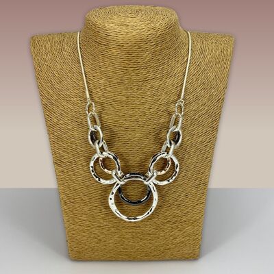 SWG003 - Fashion Rhodium Plated Necklace - Silver ,Grey, Rose Gold Hoops