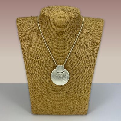 SWG009 - Fashion Rhodium Plated Necklace -  Brushed Silver