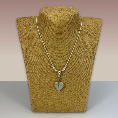 SWG013 - Fashion Rhodium Plated Necklace -  Silver With Grey Heart