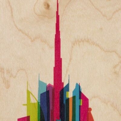 Postkarte aus Holz - Städte Dubai