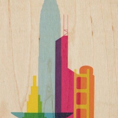 wooden postcard - cities hong kong