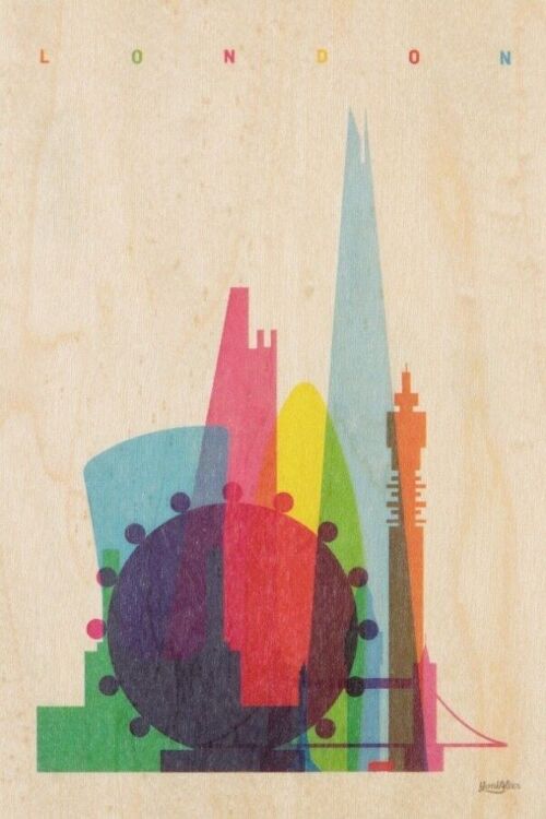 Carte postale en bois - cities london