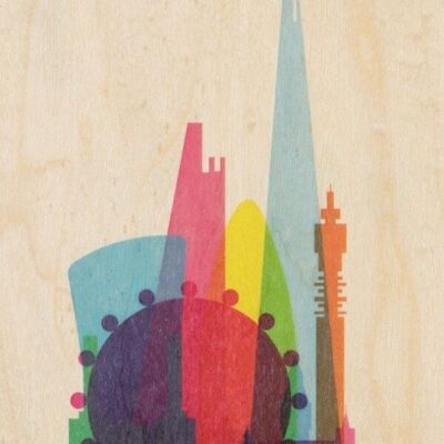 Postkarte aus Holz - Städte London