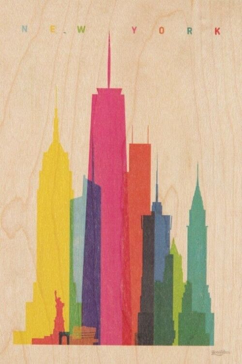 Carte postale en bois - cities new york