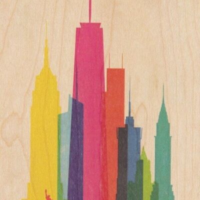 postal de madera - ciudades de nueva york