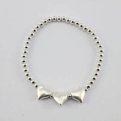 SWB006 - Fashion Rhodium Plated Bracelet - Silver Hearts