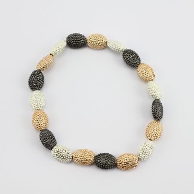 SWB015 - Fashion Rhodium Plated Bracelet - Silver, Grey, Rose Gold Beads