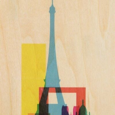 Postal de madera - ciudades paris bis