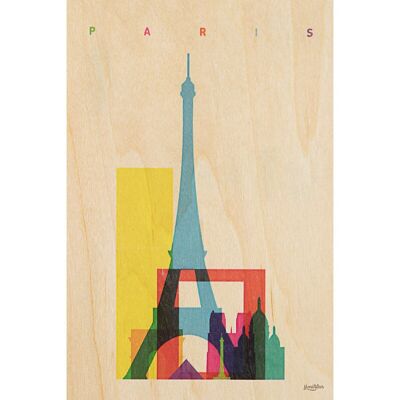 Carte postale en bois - cities paris bis