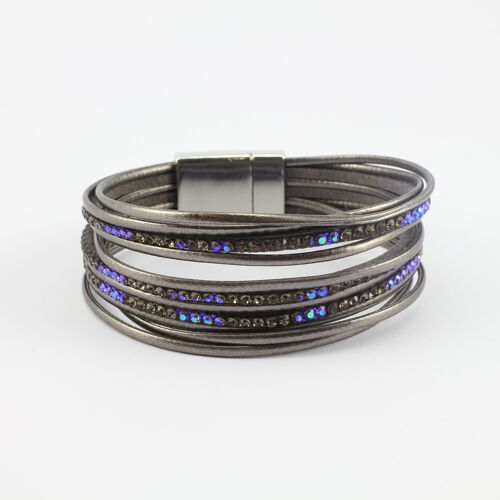 SWB030 - Fashion Faux Leather Bracelet - Grey