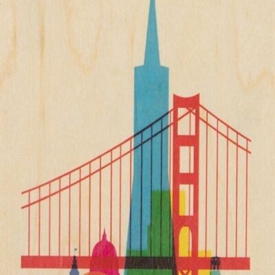 Carte postale en bois - cities san francisco