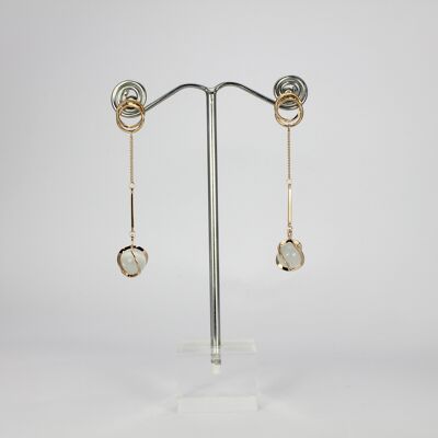 SWEG002 - Stud Clasp Fashion Earring - Rose Gold Rhodium Plate with Frosted Glass ball