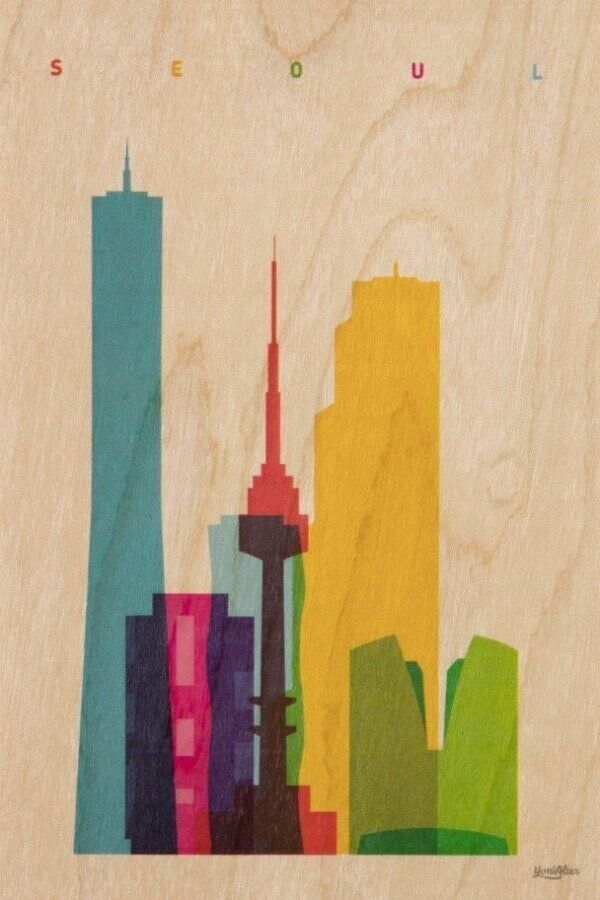 holzpostkarte - seoul städte