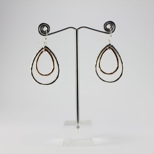 SWEG008 -  Fashion Earring - Silver, Rose Gold Teardrop  with Hook Clasp