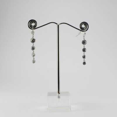 SWEG011 -  Fashion Earring - Silver Studs with Cut Glass Inserts with Hook Clasp