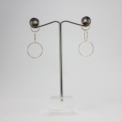SWEG017 -  Fashion Earring - Rose Gold, Three Hoop with Stud Fixing