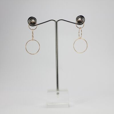 SWEG017 -  Fashion Earring - Rose Gold, Three Hoop with Stud Fixing
