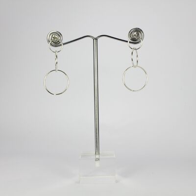 SWEG016 -  Fashion Earring - Silver, Three Hoop with Stud Fixing