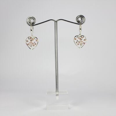 SWEG026 -  Fashion Earring - Silver, Rose Gold Hearts with Hook Clasp