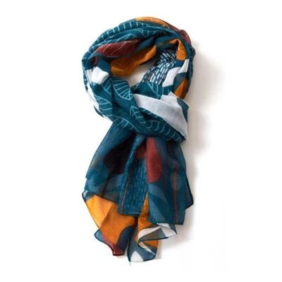 Teal Tree Print Scarf