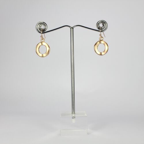 SWEG031 -  Fashion Earring - Rose Gold Brushed Finish Hoops with Hook Clasp