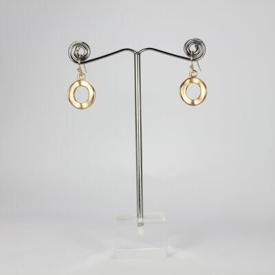 SWEG031 -  Fashion Earring - Rose Gold Brushed Finish Hoops with Hook Clasp