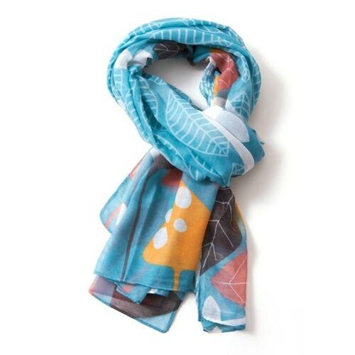 Turquoise, Tree  Print Scarf