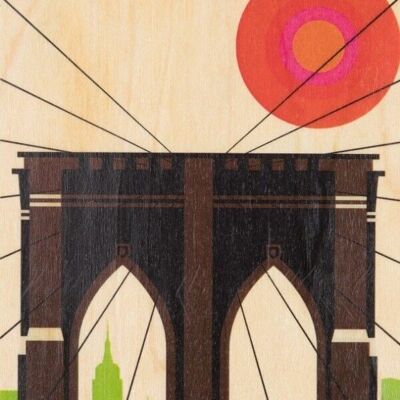 Holzpostkarte - um die Welt Brooklyn 70