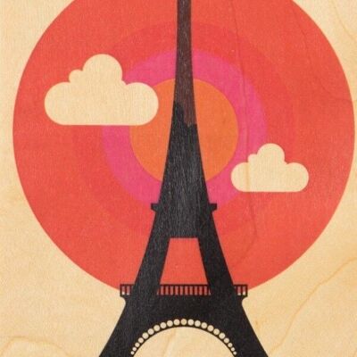 Carte postale en bois - around the world paris 73 bis