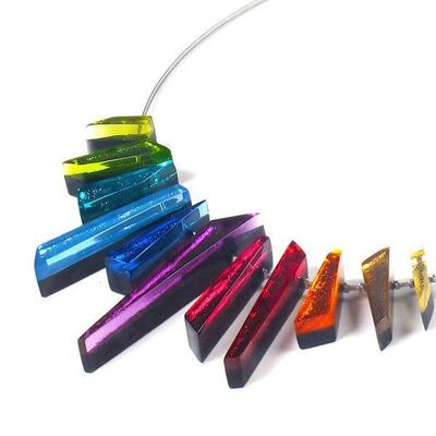 Rainbow Coloured Resin Necklace