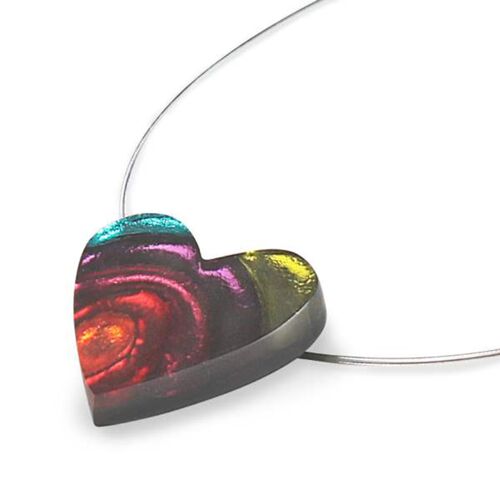 Rainbow Coloured Heart Resin Necklace